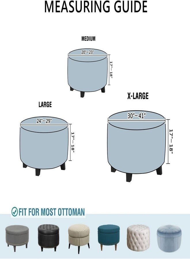 غطاء عثماني دائري مخملي من GERLNF، أغطية عثمانية، أغطية حماية مسند القدم، أغطية تخزين عثمانية قابلة للتمدد مع قاعدة مطاطية، مصنوعة من قماش مخملي فاخر (متوسط، أزرق حجري) - Image 2